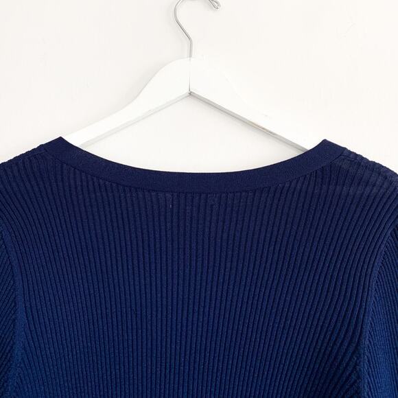Blue Leith Button Front Ribbed Sweater - Picture 5 of 6